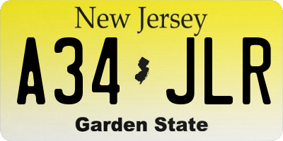 NJ license plate A34JLR