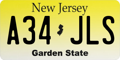 NJ license plate A34JLS