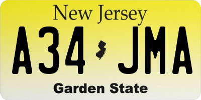 NJ license plate A34JMA