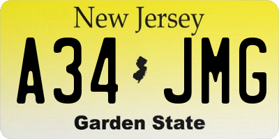 NJ license plate A34JMG