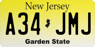 NJ license plate A34JMJ