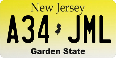 NJ license plate A34JML