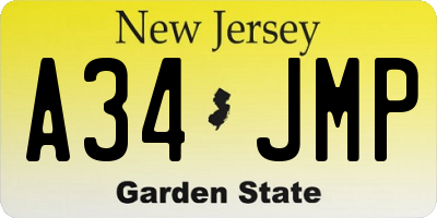 NJ license plate A34JMP