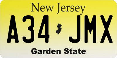 NJ license plate A34JMX