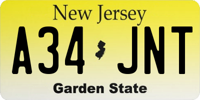 NJ license plate A34JNT