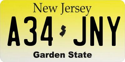 NJ license plate A34JNY