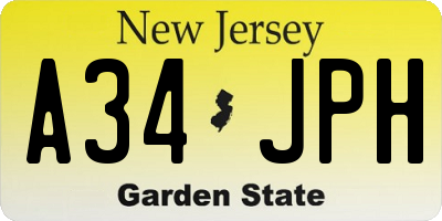 NJ license plate A34JPH