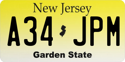 NJ license plate A34JPM