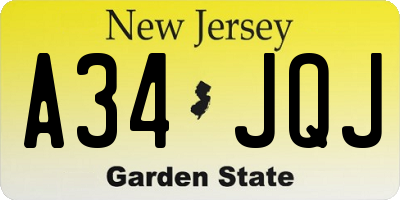 NJ license plate A34JQJ