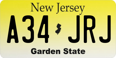 NJ license plate A34JRJ