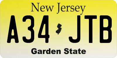 NJ license plate A34JTB