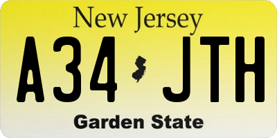 NJ license plate A34JTH