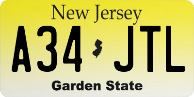 NJ license plate A34JTL