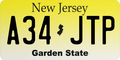 NJ license plate A34JTP
