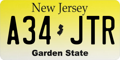 NJ license plate A34JTR