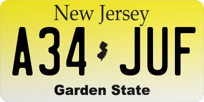 NJ license plate A34JUF