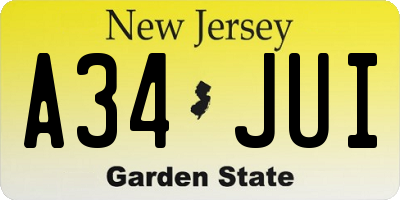 NJ license plate A34JUI