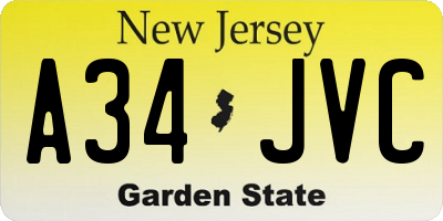 NJ license plate A34JVC