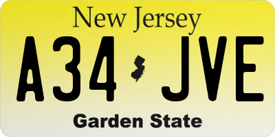 NJ license plate A34JVE