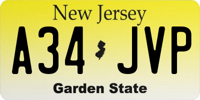NJ license plate A34JVP