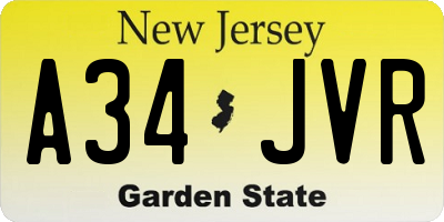 NJ license plate A34JVR
