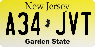 NJ license plate A34JVT