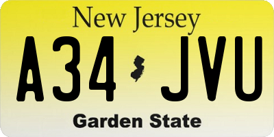NJ license plate A34JVU