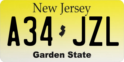 NJ license plate A34JZL