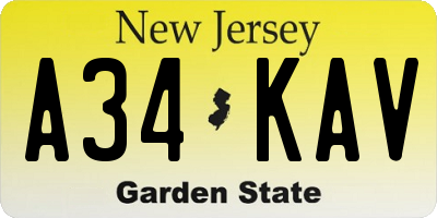 NJ license plate A34KAV