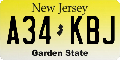 NJ license plate A34KBJ