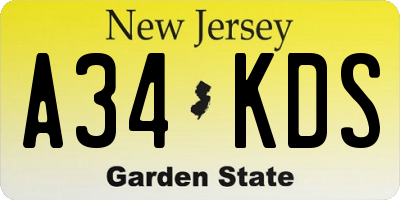 NJ license plate A34KDS