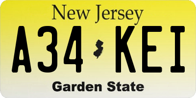 NJ license plate A34KEI