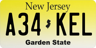 NJ license plate A34KEL