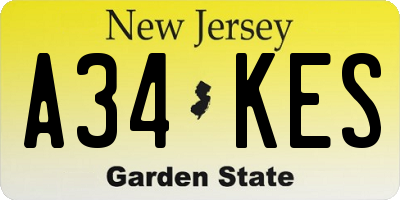 NJ license plate A34KES