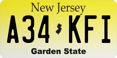 NJ license plate A34KFI
