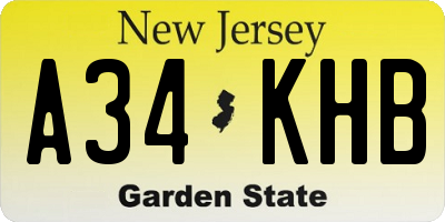 NJ license plate A34KHB