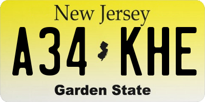 NJ license plate A34KHE