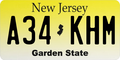 NJ license plate A34KHM