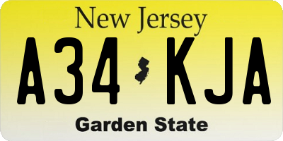 NJ license plate A34KJA