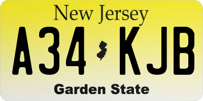 NJ license plate A34KJB