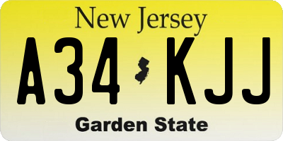 NJ license plate A34KJJ