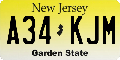 NJ license plate A34KJM