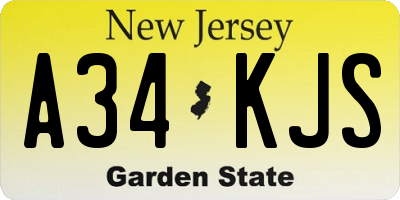 NJ license plate A34KJS