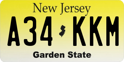 NJ license plate A34KKM