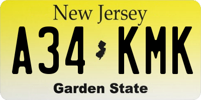 NJ license plate A34KMK