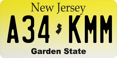 NJ license plate A34KMM