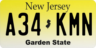 NJ license plate A34KMN