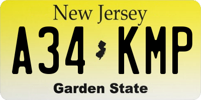 NJ license plate A34KMP