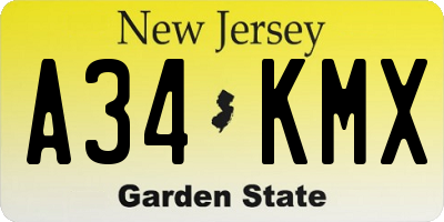 NJ license plate A34KMX