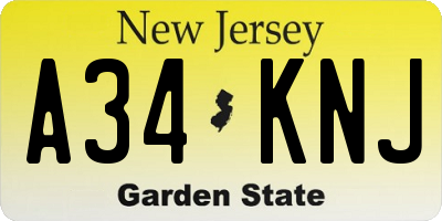 NJ license plate A34KNJ